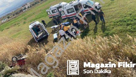 Manisa’da Otomobil Tarlaya Devrildi: 5 Yaralı Arasında Bebek de Var