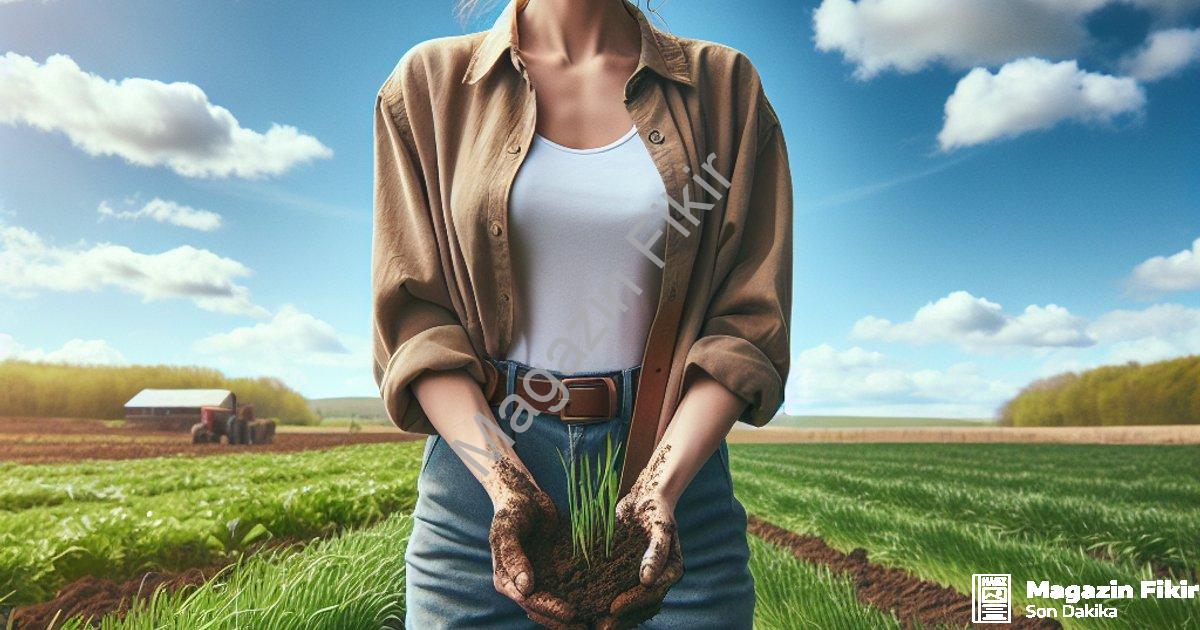 "Genç kadın çiftçi toprağa dönerek hayatını değiştirdi" başlıklı haber için fotorealistik, profesyon
