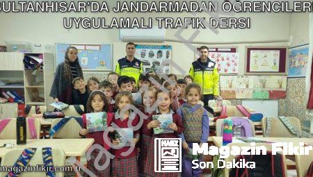 Sultanhisar’da Jandarmadan Öğrencilere Uygulamalı Trafik Dersi